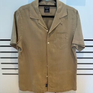 Todd Snyder Light Brown Casual 100% Linen Button Down Shirt